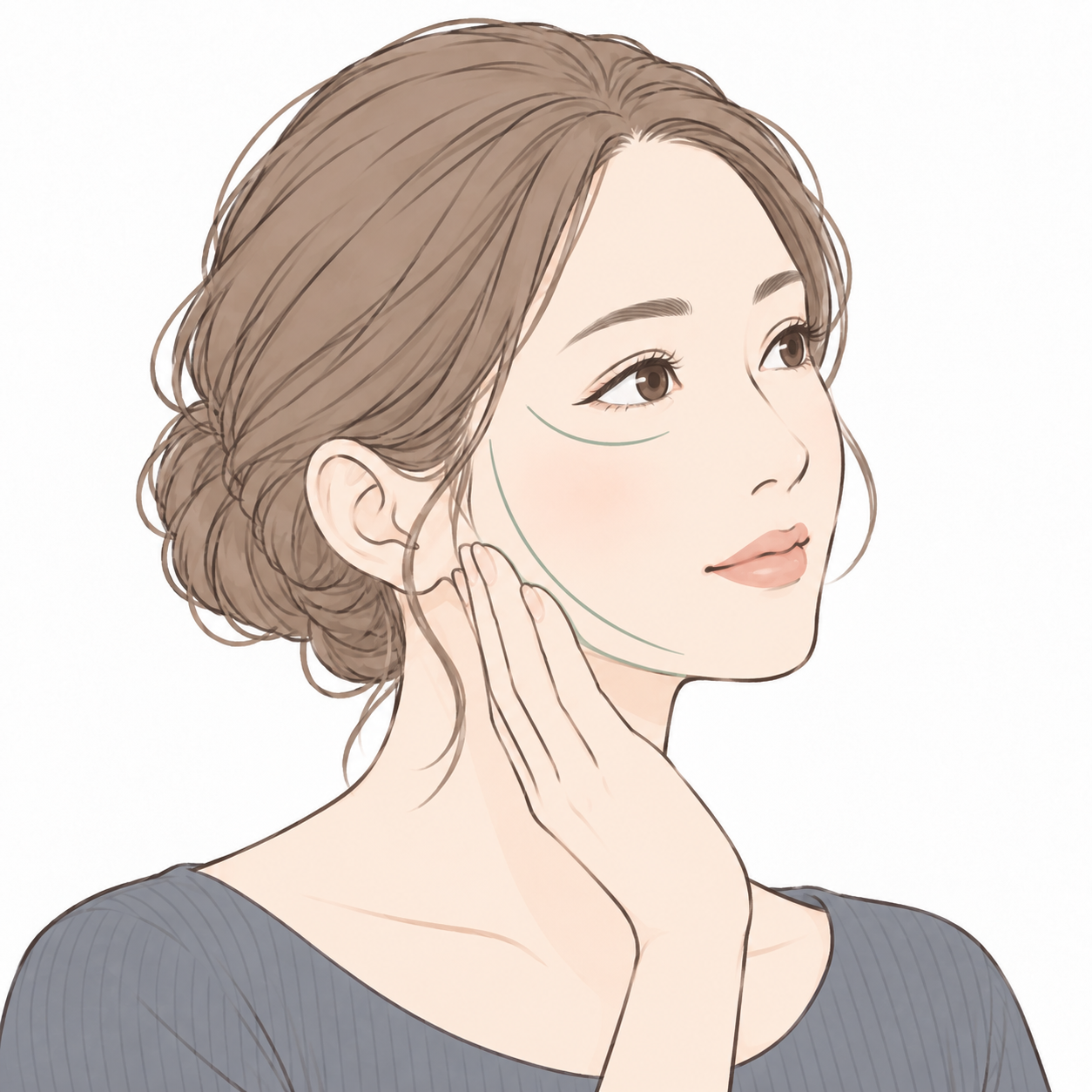 顔まわりの変化を確認するイメージ