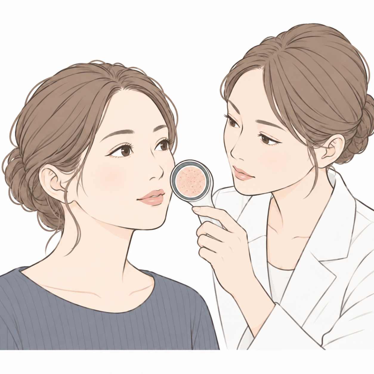 肌の変化を確認するイメージ