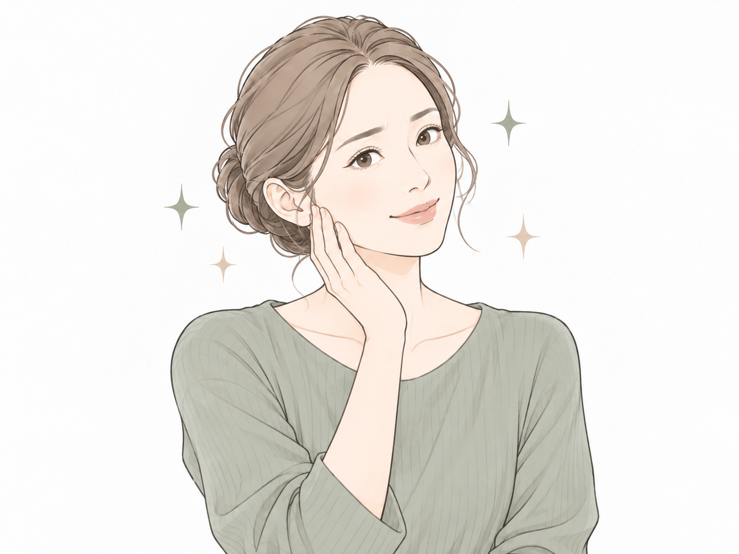 明るく微笑む女性のイメージイラスト